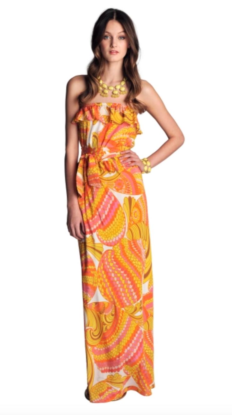 Banana Republic Trina Turk Multi Maxi Dress Strapless Sonya Patio Summer 6 NEW